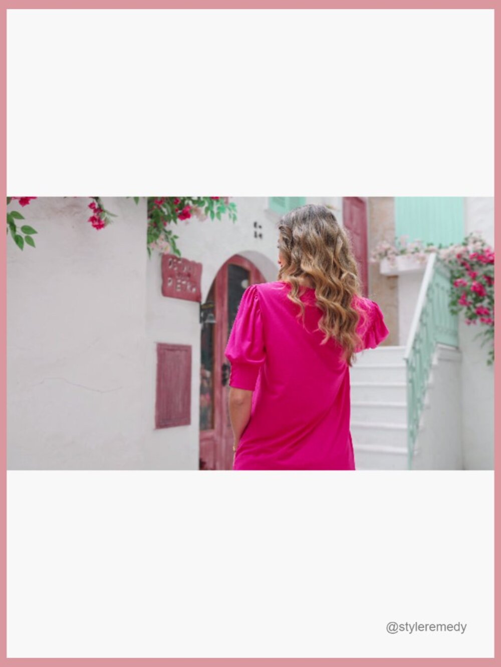 Puff Sleeve Blouse with Button Cuff, Rayon Polyester Spandex Blend - Picture 6 of 7